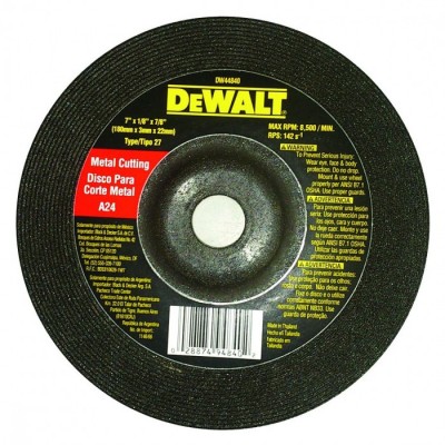 DW44840 DISCO CORTE METAL 7" X 1/8" X 7/8" DEWALT